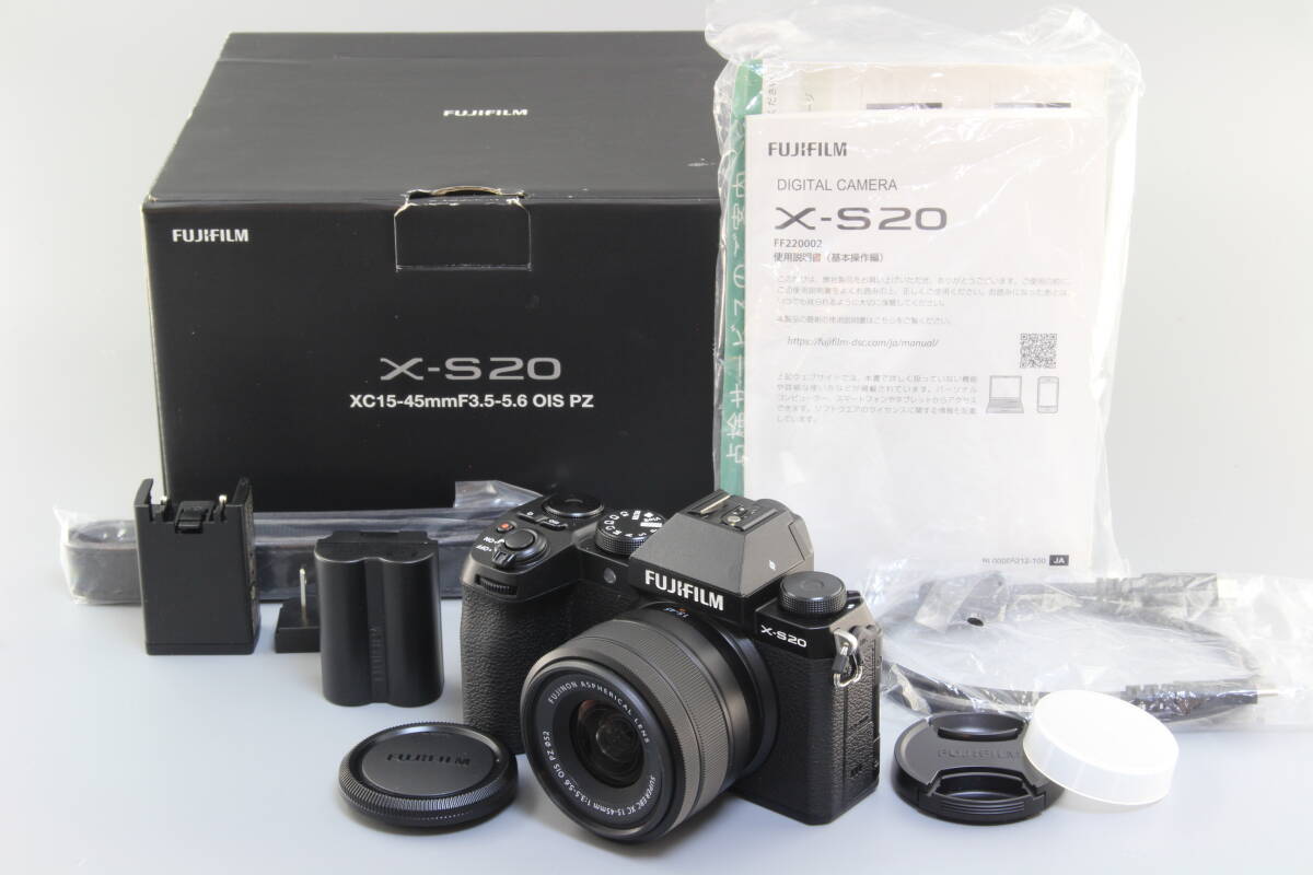 AA (新品同様) FUJIFILM 富士フィルム X-S20 ブラック XC 15-45mm レンズキット ショット数95回 初期不良返品無料