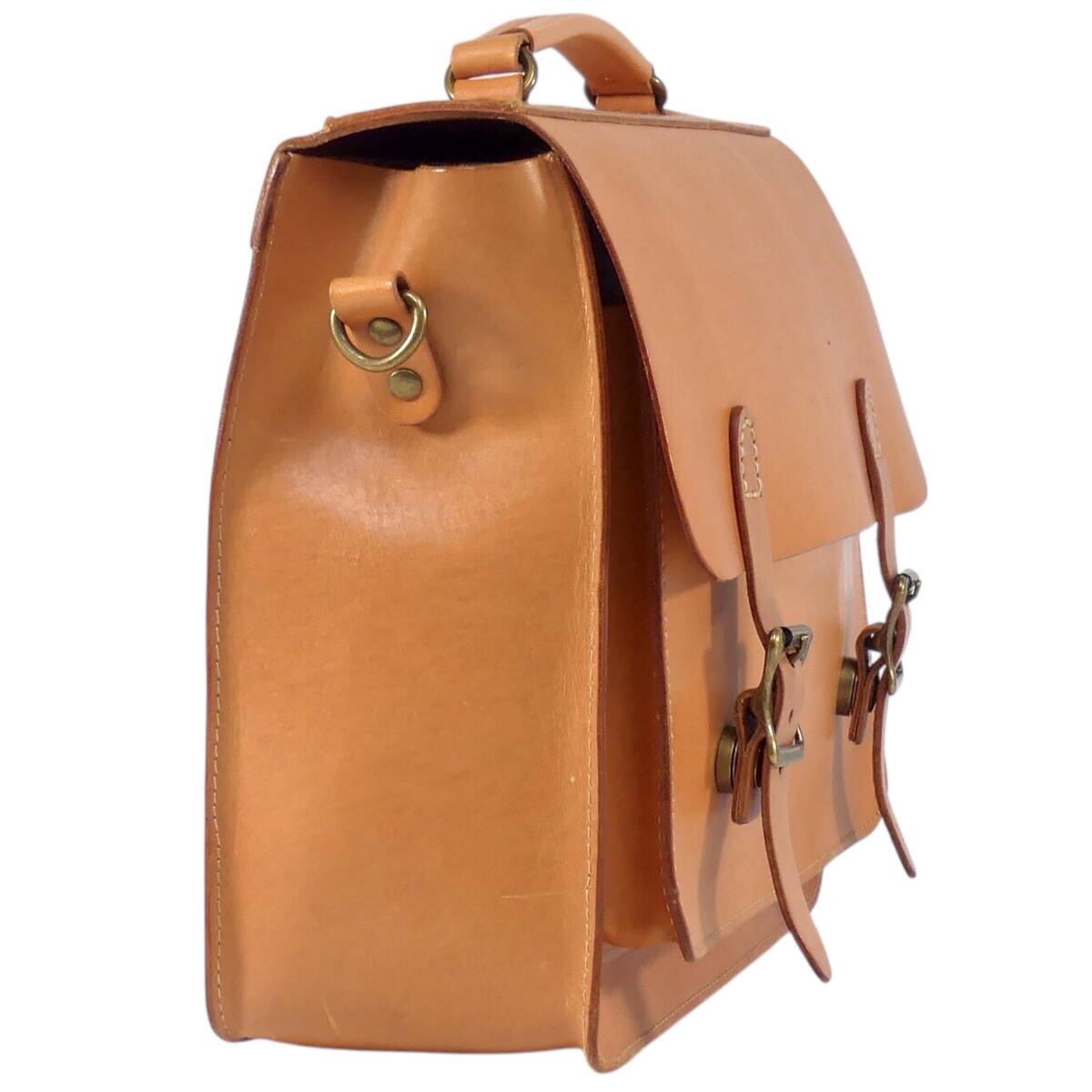 即決★RIVAL★オールレザー ビジネスバッグ ショルダーバッグ 2way リヴァル メンズ 茶 キャメル 本革 ブリーフケース 斜め掛け 皮 通勤 A4_画像4