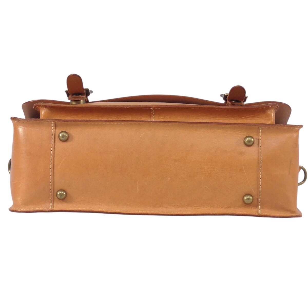 即決★RIVAL★オールレザー ビジネスバッグ ショルダーバッグ 2way リヴァル メンズ 茶 キャメル 本革 ブリーフケース 斜め掛け 皮 通勤 A4_画像7