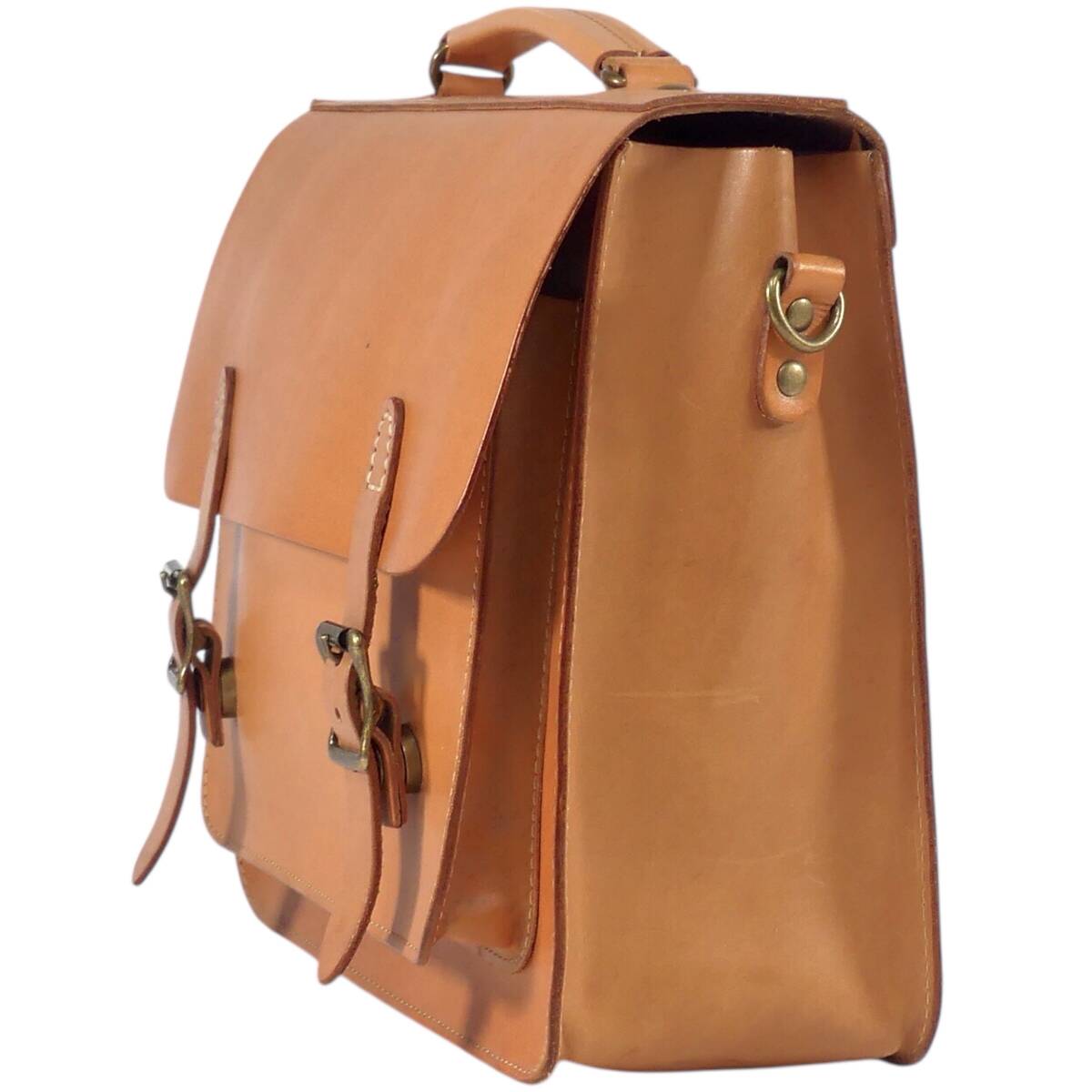 即決★RIVAL★オールレザー ビジネスバッグ ショルダーバッグ 2way リヴァル メンズ 茶 キャメル 本革 ブリーフケース 斜め掛け 皮 通勤 A4_画像5