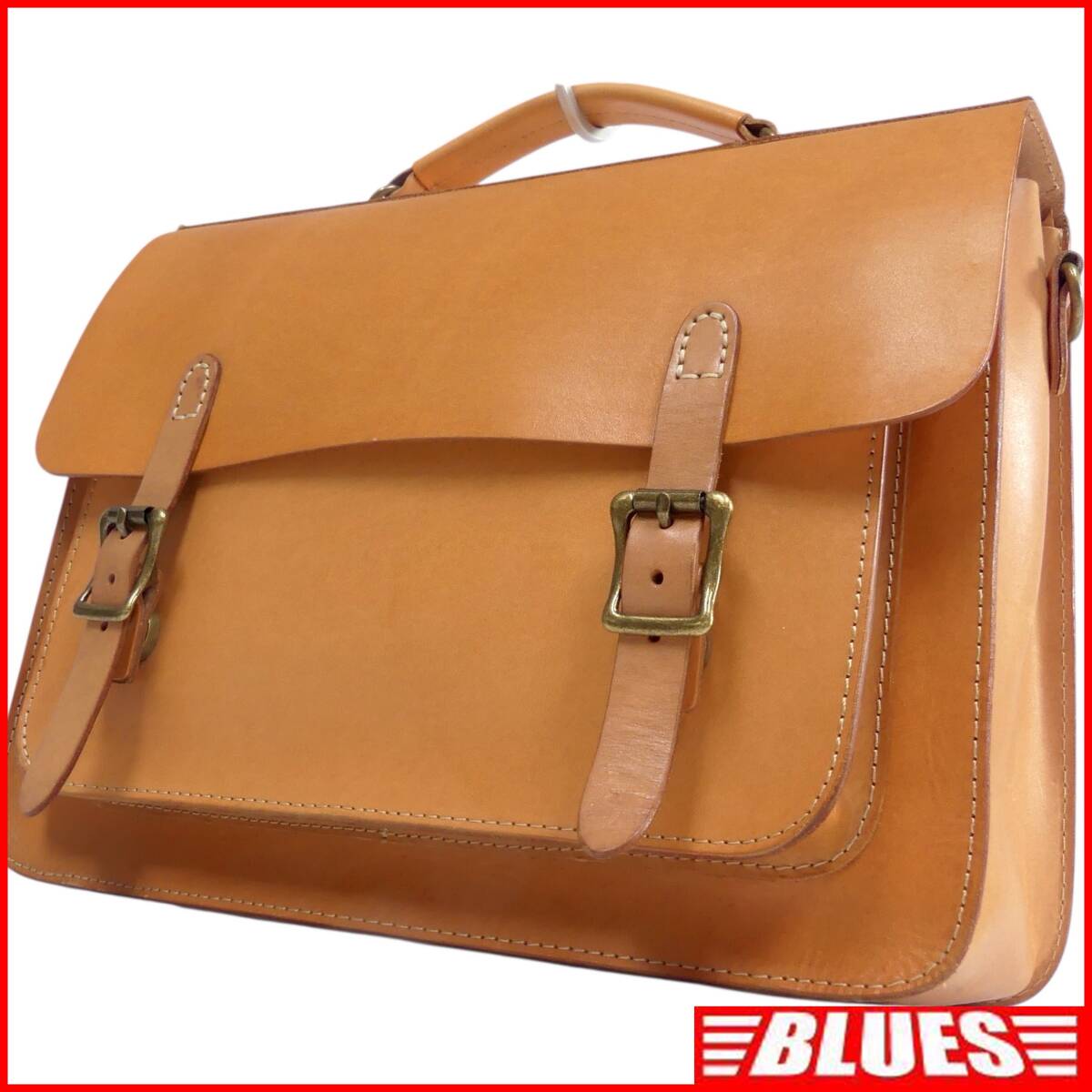 即決★RIVAL★オールレザー ビジネスバッグ ショルダーバッグ 2way リヴァル メンズ 茶 キャメル 本革 ブリーフケース 斜め掛け 皮 通勤 A4_画像1