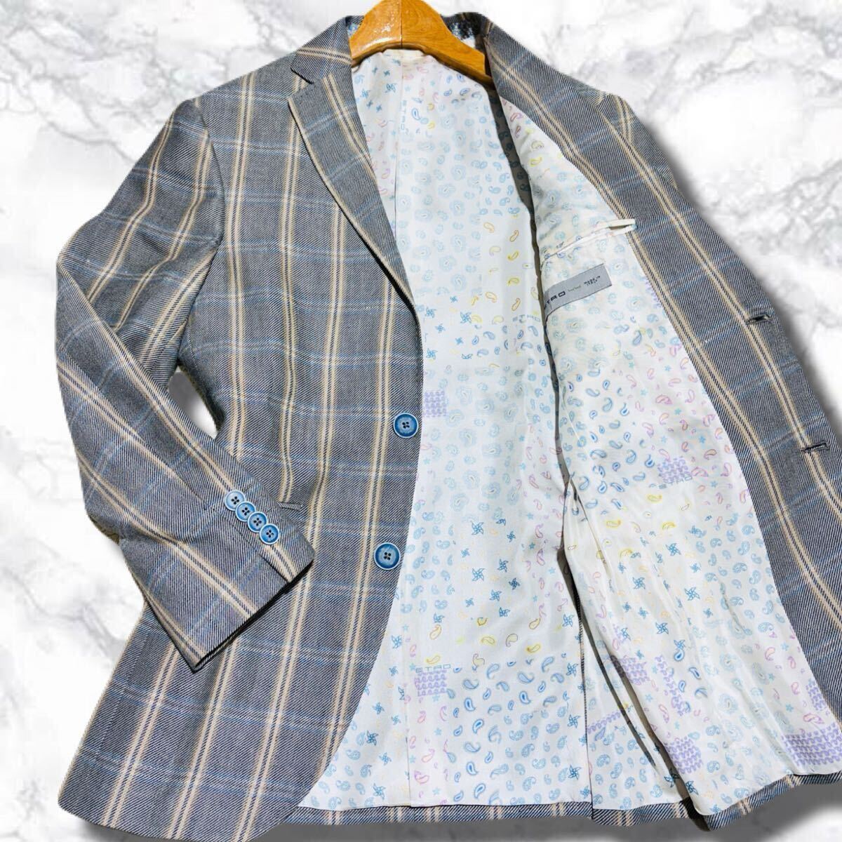 【★日本未入荷★】ETRO ☆ リネンチェック ジャケット 未使用級!!!極上リネン!!!【エトロ ETRO】テーラードジャケット