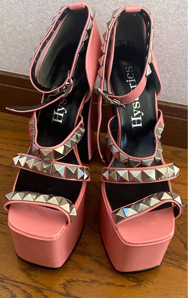 レア ヒステリックグラマー スタッズ付きピンクプラットフォー厶 ヒール サンダル