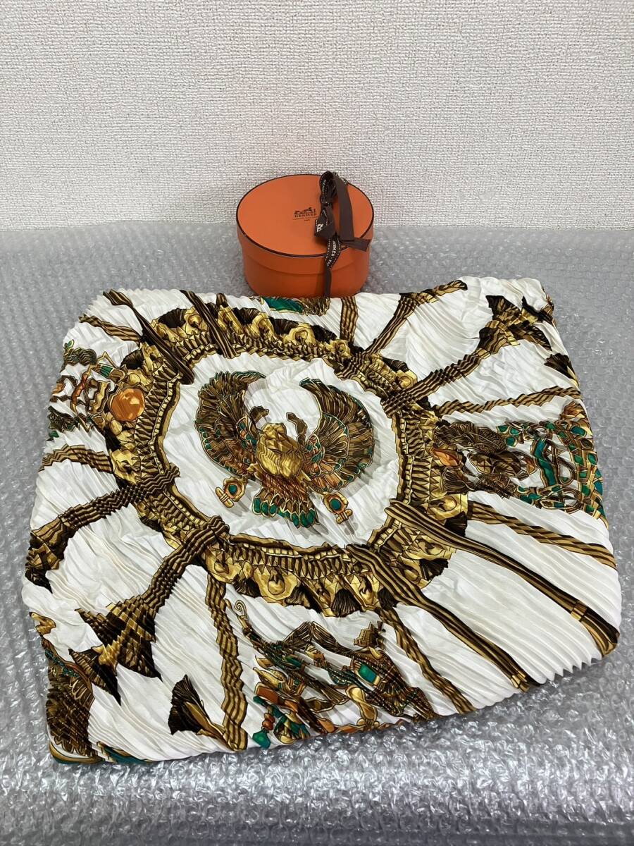 エルメス シルク カティ 古代エジプト スカラベ スカーフ ジャンク/HERMES/エルメス/Caty/カレ/シルク/スカーフ/古代