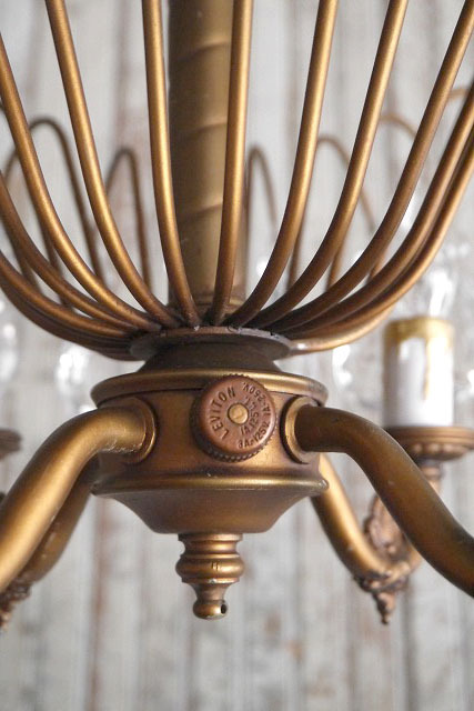 アンティーク　メタル×ガラス装飾　4灯シャンデリア [als-371]ビンテージライトUSAコレクションインテリアハンギングペンダント_画像5