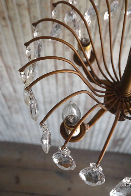 アンティーク　メタル×ガラス装飾　4灯シャンデリア [als-371]ビンテージライトUSAコレクションインテリアハンギングペンダント_画像7