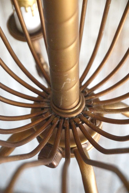 アンティーク　メタル×ガラス装飾　4灯シャンデリア [als-371]ビンテージライトUSAコレクションインテリアハンギングペンダント_画像9