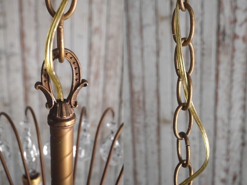 アンティーク　メタル×ガラス装飾　4灯シャンデリア [als-371]ビンテージライトUSAコレクションインテリアハンギングペンダント_画像10