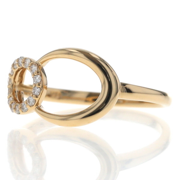 K18YG イエローゴールド リング ダイヤモンド 0.10ct ダブルサークル ライン バブル 13号 指輪【新品仕上済】【zz】【中古】_画像2