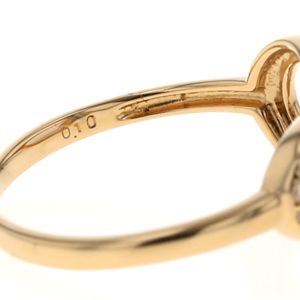 K18YG イエローゴールド リング ダイヤモンド 0.10ct ダブルサークル ライン バブル 13号 指輪【新品仕上済】【zz】【中古】_画像5