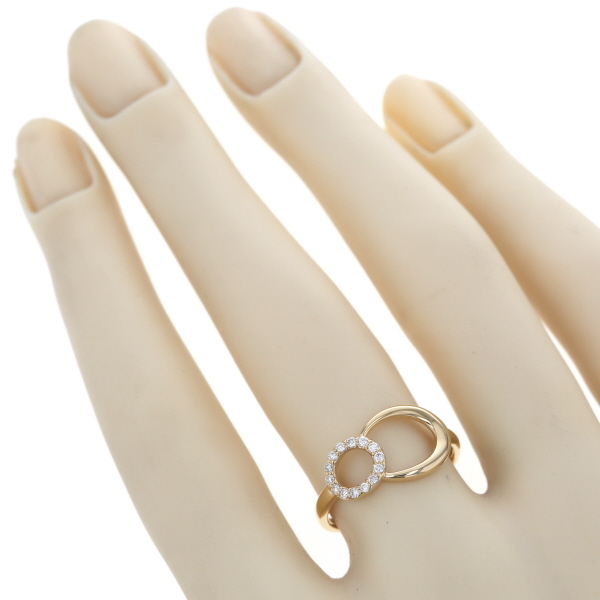 K18YG イエローゴールド リング ダイヤモンド 0.10ct ダブルサークル ライン バブル 13号 指輪【新品仕上済】【zz】【中古】_画像7