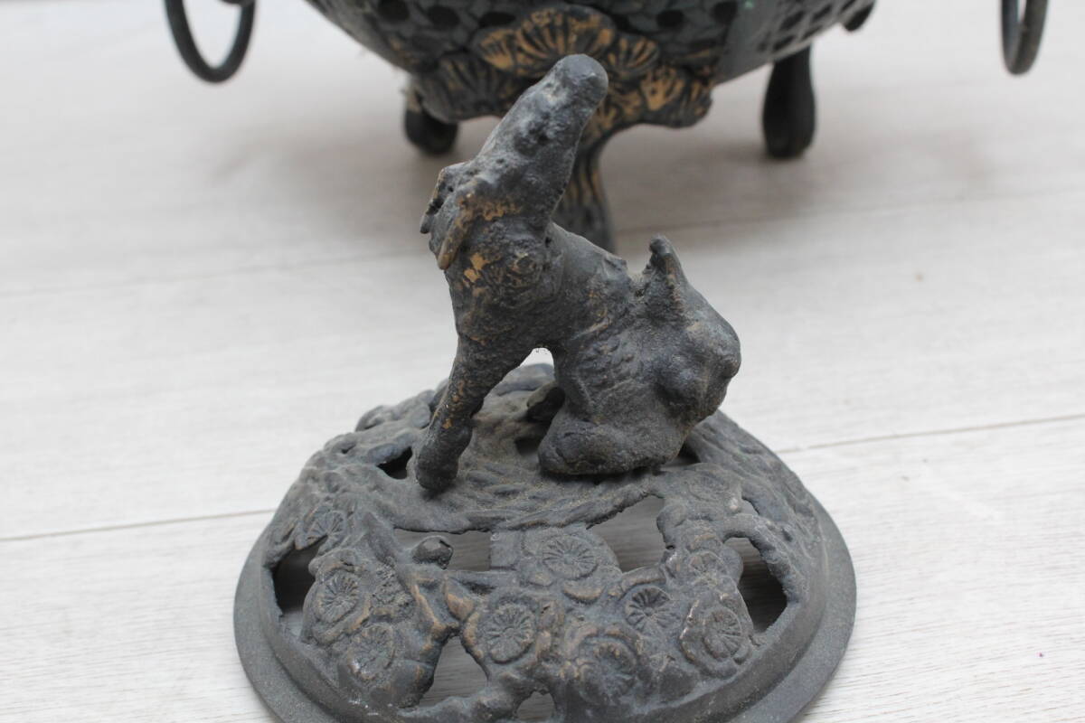 旧家うぶだし時代古銅香炉　三つ葉葵家紋入り 旧家うぶだし時代古銅香炉 三つ葉葵家紋入り 旧家うぶだし時代