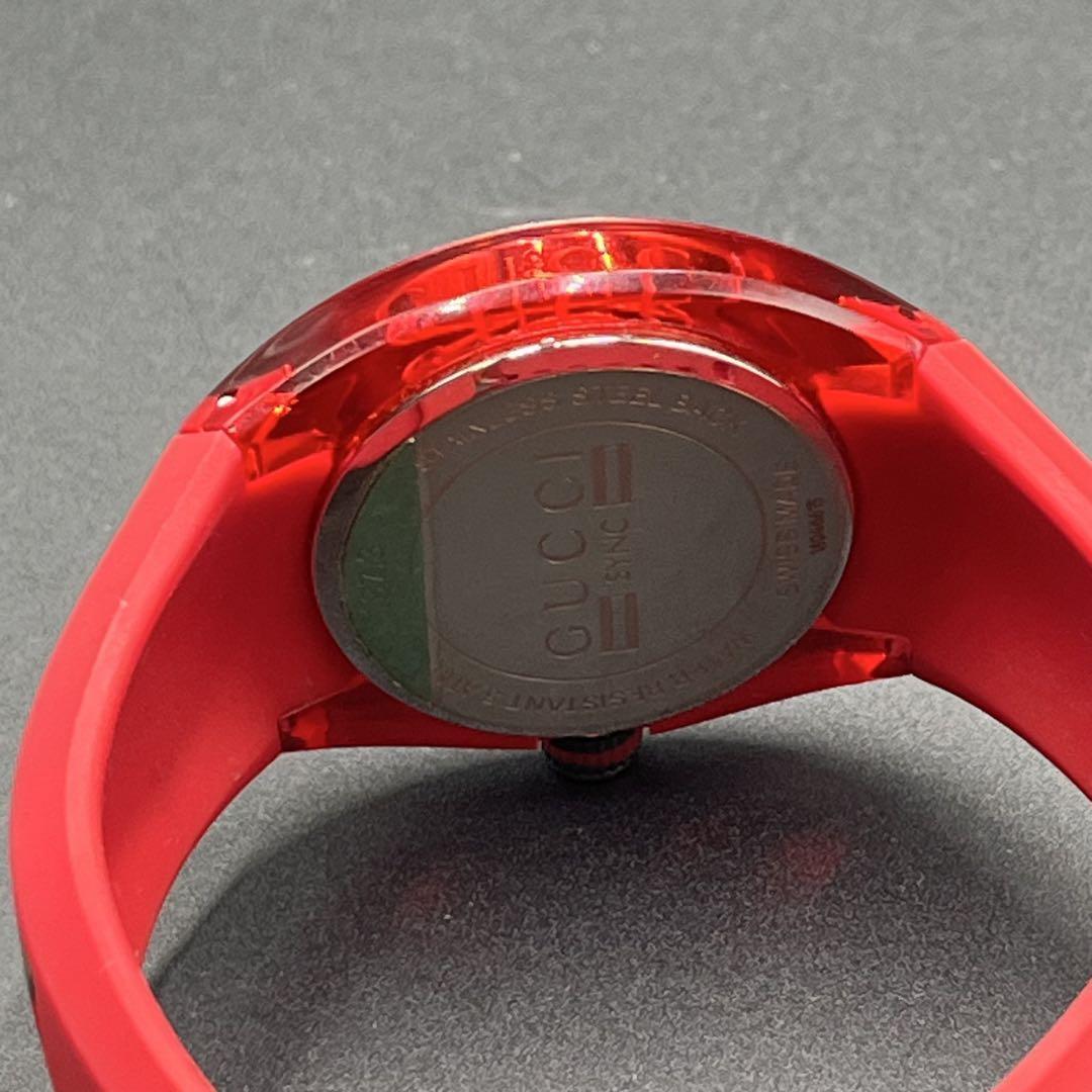 GUCCI グッチsync archive Watch rubber レッド 1円 箱付 稼働 GUCCI sync グッチ シンク archive y2k Watch