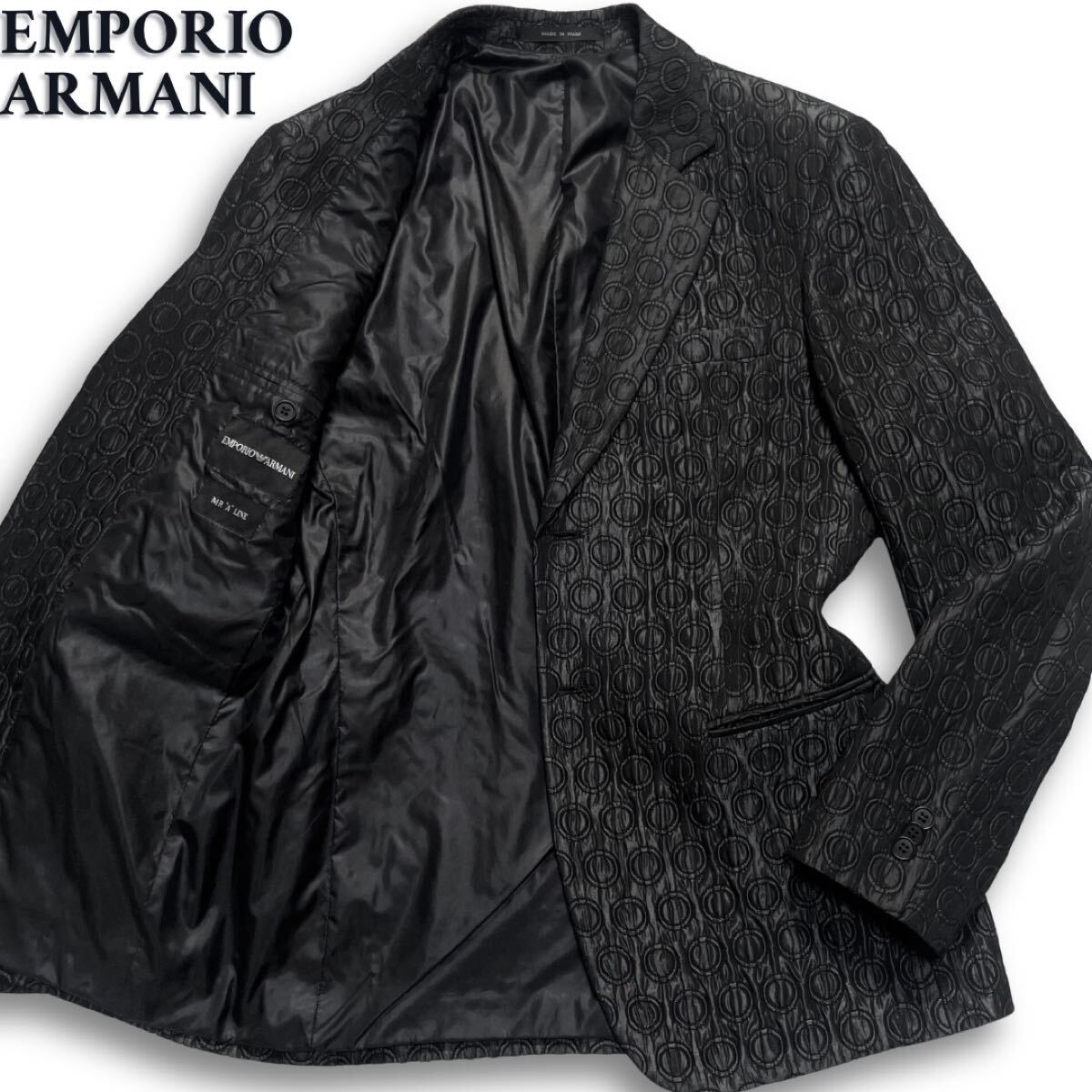 EMPORIO ARMANI テーラードジャケット 黒系 4105124D0143 美品/希少XL◎ アルマーニ《幻の逸品》EMPORIO ARMANI