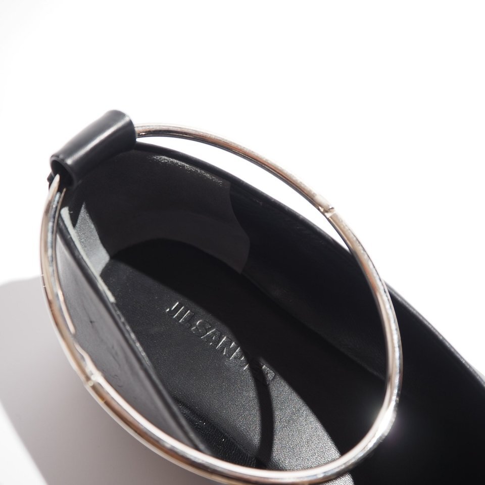 R0409P　▼JIL SANDER ジルサンダー▼　アンクルリング レザー シューズ ブラック 36.5/23cm リングシューズ フラット パンプス 黒 rb mks