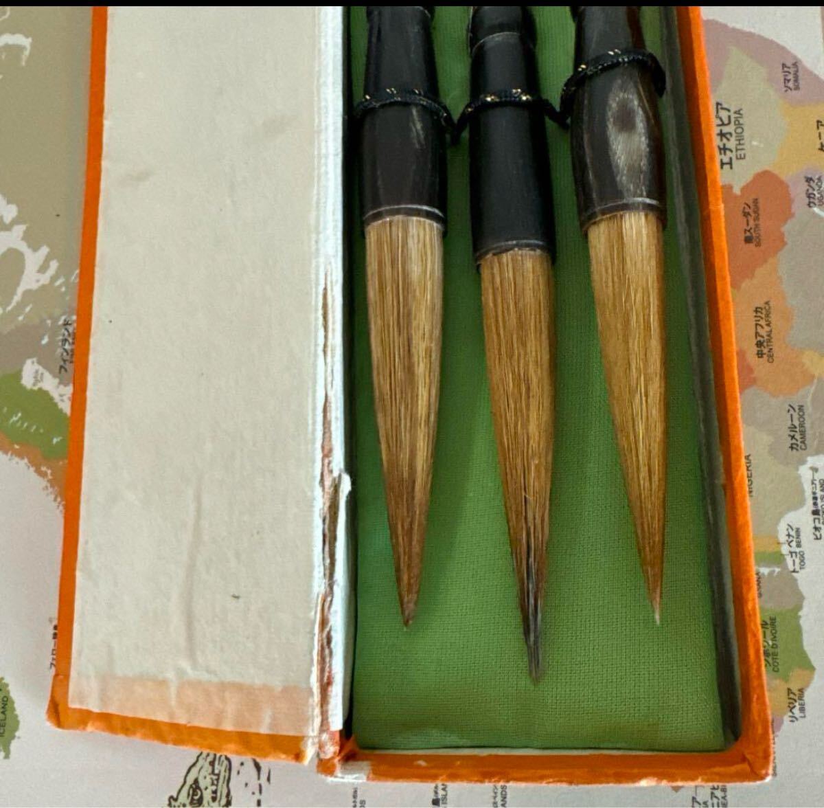 書道筆 中国製 高級筆 龍飛鳳舞 金牌 3本セット 箱あり 漢字用 美品 書道筆 書道具 毛筆 中国 古筆_画像8