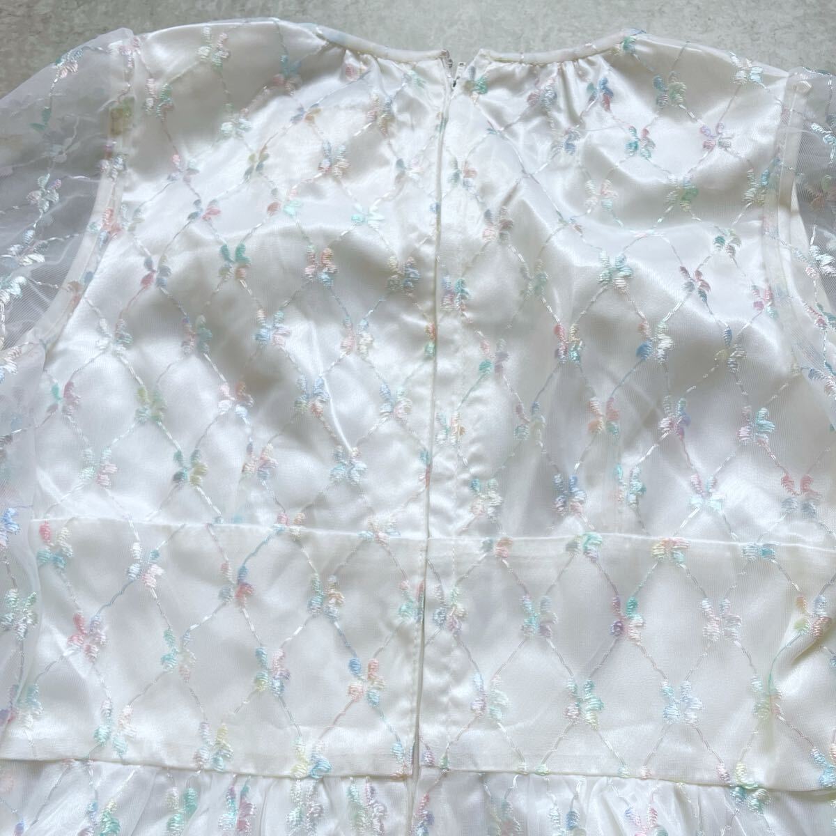 希少　MODE WAN 一点物　ヴィンテージ　ロングワンピース　花柄　刺繍　白_画像9