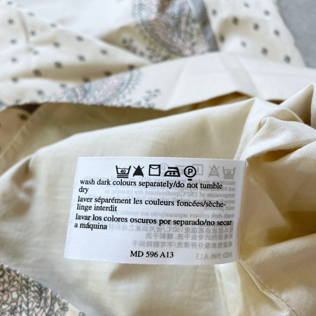 ローラアシュレイ ワンピース 11号 ペイズリー 総柄 ベージュ L 膝丈_画像6