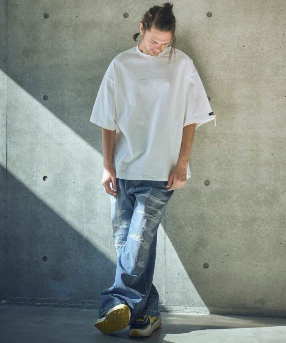 ADAM PATEK(アダムパテック) destroy wide denim デニムパンツ(AP2518025) デストロイワイドデニム ダメージ クラッシュ ジーンズ_画像3