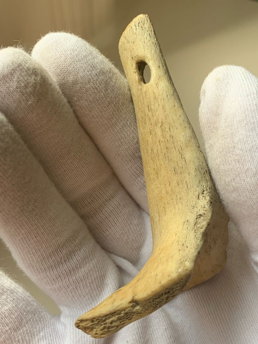 縄文時代 出土品 骨角器 骨製首飾り 古墳副葬品石器土器遺跡弥生勾玉根付髑髏彫刻ガンダーラエジプト古代印章翡翠大珠菅玉化石古銭人骨_画像8