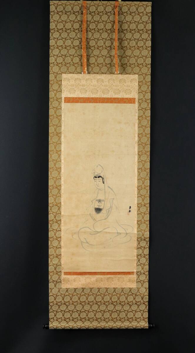 【希少】岡田茂吉 世界救世教 掛軸 工芸品 10263□【真作】岡田茂吉 観音図 肉筆 世界救世教 MOA美術館創立