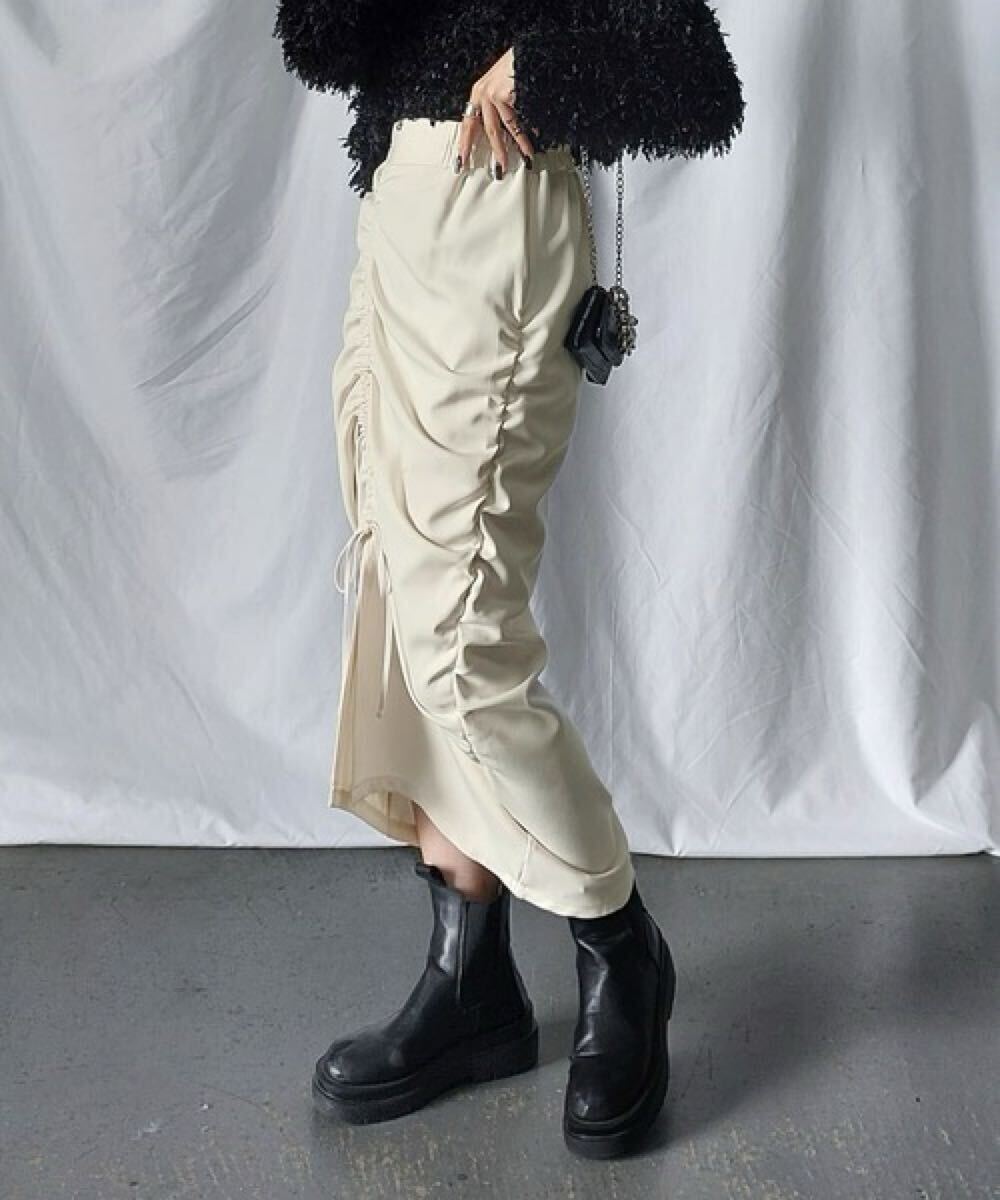 【送料無料】スカート me+em select，ミームセレクト　スリットスカート　アイボリー　Lサイズ_画像2