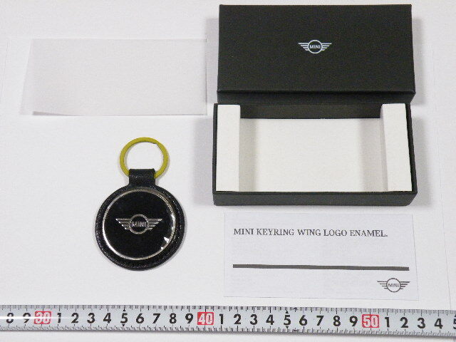 ◎ BMW MINI キーリング ウィング ロゴ エナメル ブラック キーホルダー 黒 58x81x7mm 1_画像1