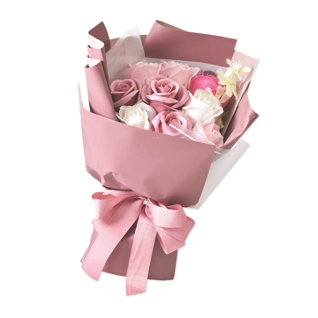 ポピー名古屋 ソープフラワー シャボンフラワー 造花 ギフト プレゼント 9輪ブーケ バラ 花束 約 30cmペーパーバッグ付き S-139 ピ_画像1