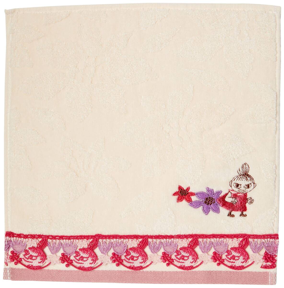 丸眞 ミニタオル MOOMIN ムーミン ブロッサムレース 綿100% 抗菌防臭加工 1405028200 約25×25cm_画像1
