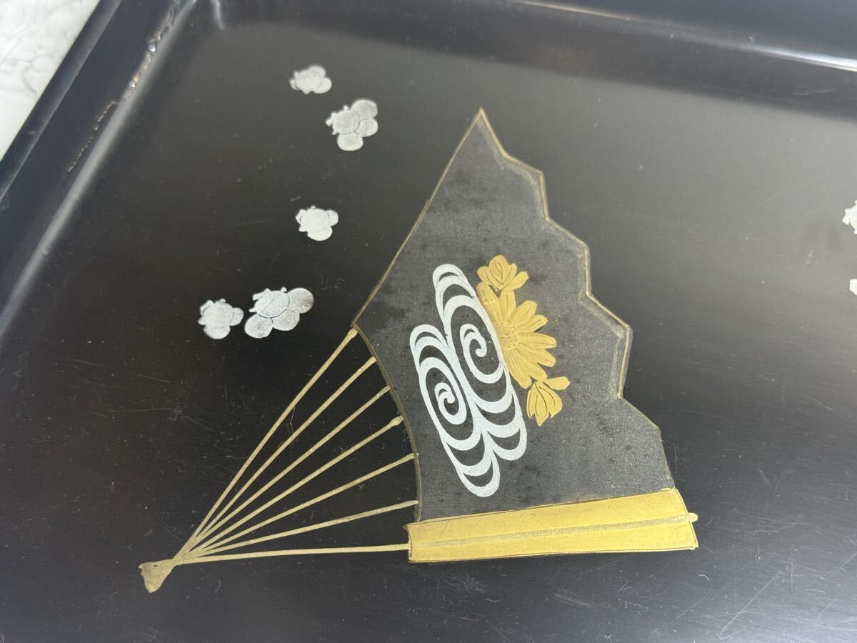 古盆 切手盆 長方形 金彩 扇柄 伝統工芸品 古盆 切手盆 長方形 金彩 扇柄 伝統工芸品