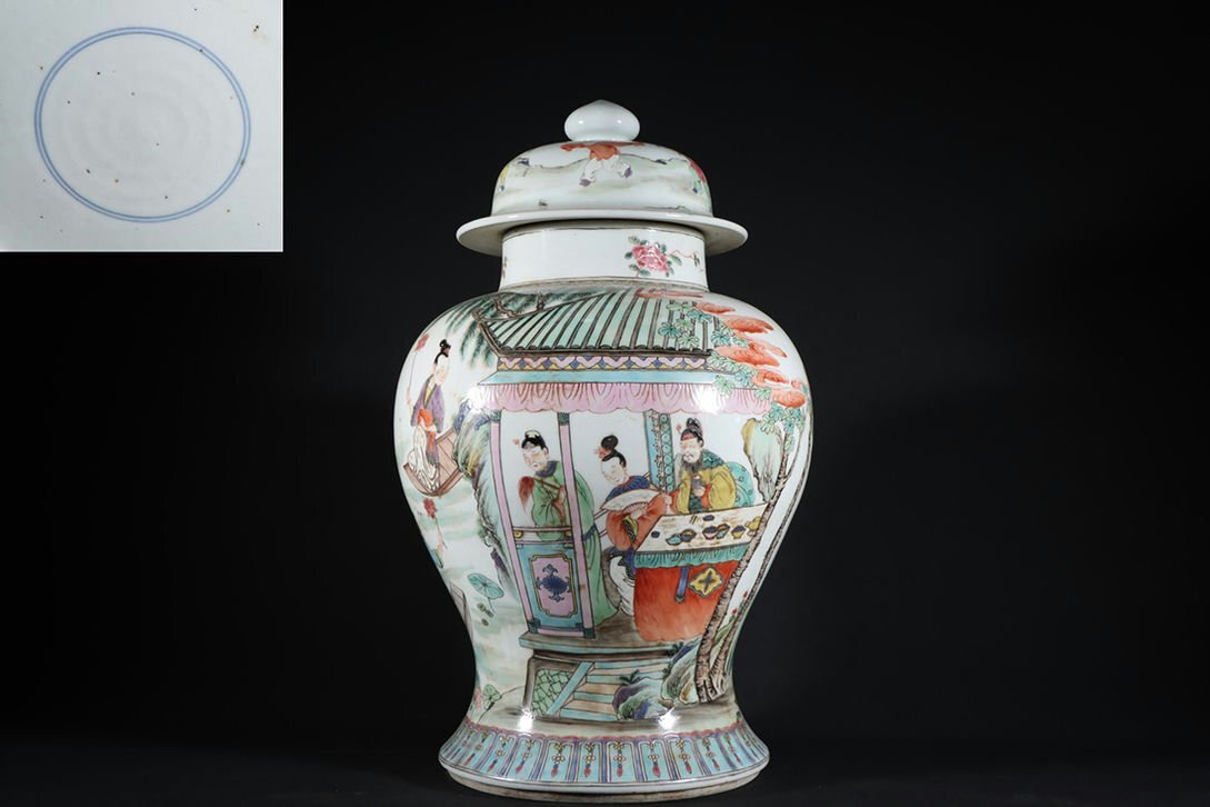 中国古美術 粉彩小杯;W43 ◇羽彰・古美術◇Y5144清代 雍正 粉彩人物将軍罐・古陶磁器