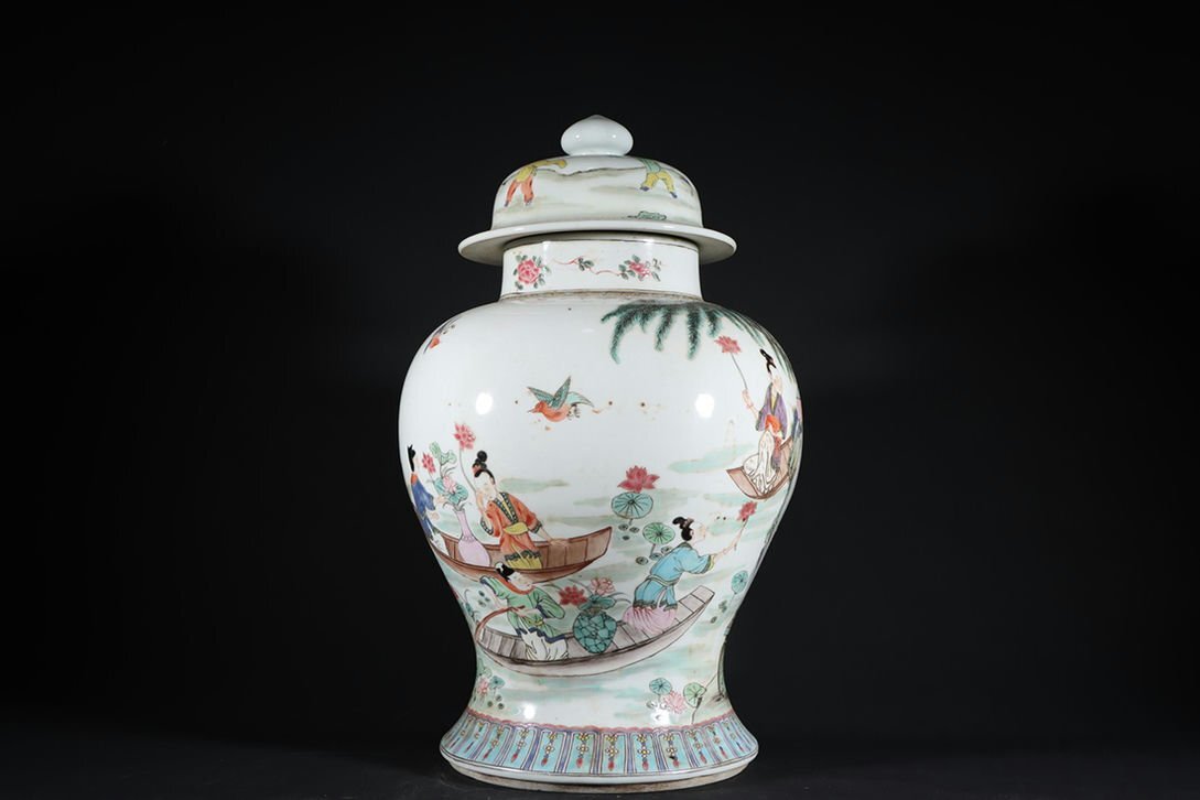 中国古美術 粉彩小杯;W43 ◇羽彰・古美術◇Y5144清代 雍正 粉彩人物将軍罐・古陶磁器