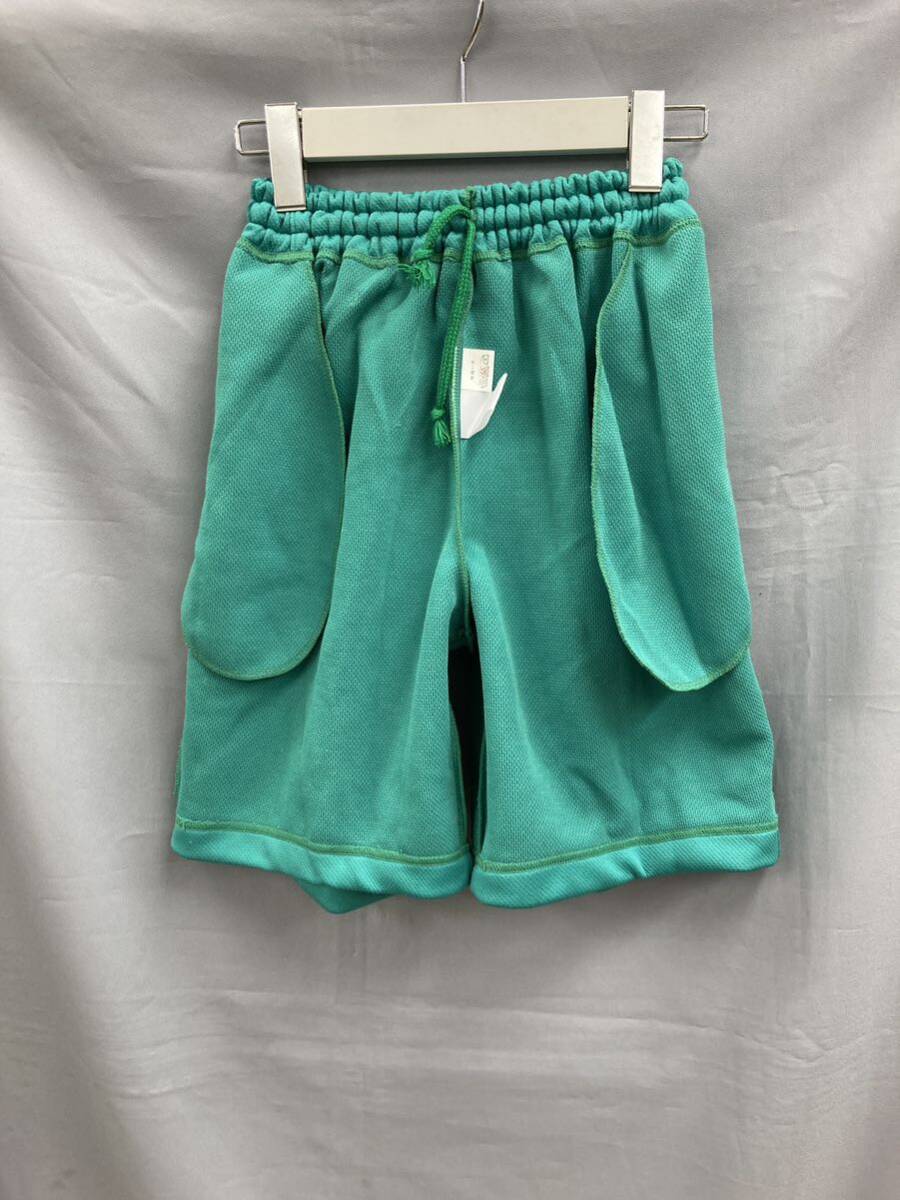 22-7 メーカー不明 體操服 短パン Sサイズ グリーン スポーツ ウェア 短パン ハーフ パンツ ジャージ 體操著 コスプレ 昭和 レトロ 緑