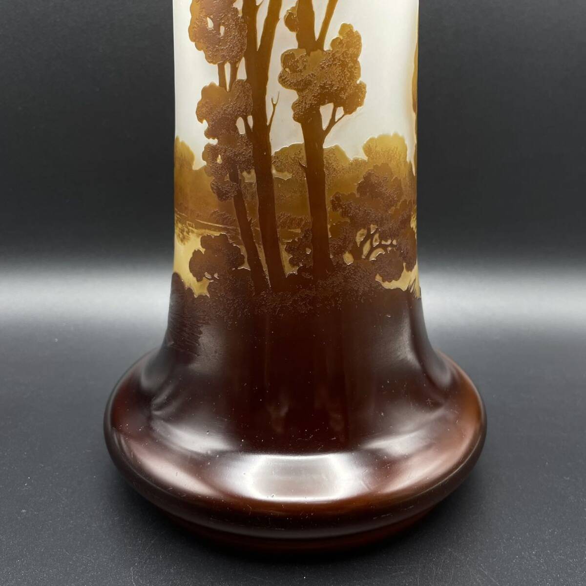 エミール ガレ Emile Galle 湖水風景文 花瓶 花器 被せガラス