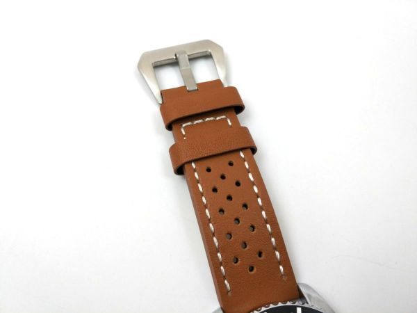 ミリタリー腕時計ベルト 本革レザー ウォッチバンド 通気 バネ棒付属 26mm ブラウン_画像4