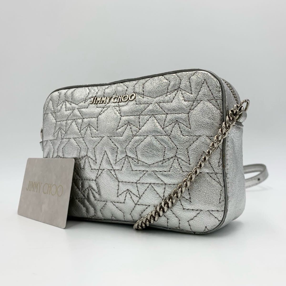 美品 ジミーチュウ チェーン ショルダーバッグ スター キルティング 斜め掛け 美品 JIMMY CHOO ジミーチュウ チェーン ショルダーバッグ