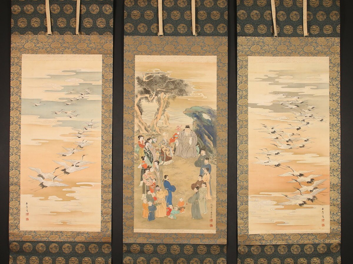川端玉章/中島来章門 小田海僊・高橋由一師事「俊寛」掛軸 絹本 共箱 二重箱:能 川端玉章/中島来章門 小田海僊・高橋由一師事「俊寛」掛軸