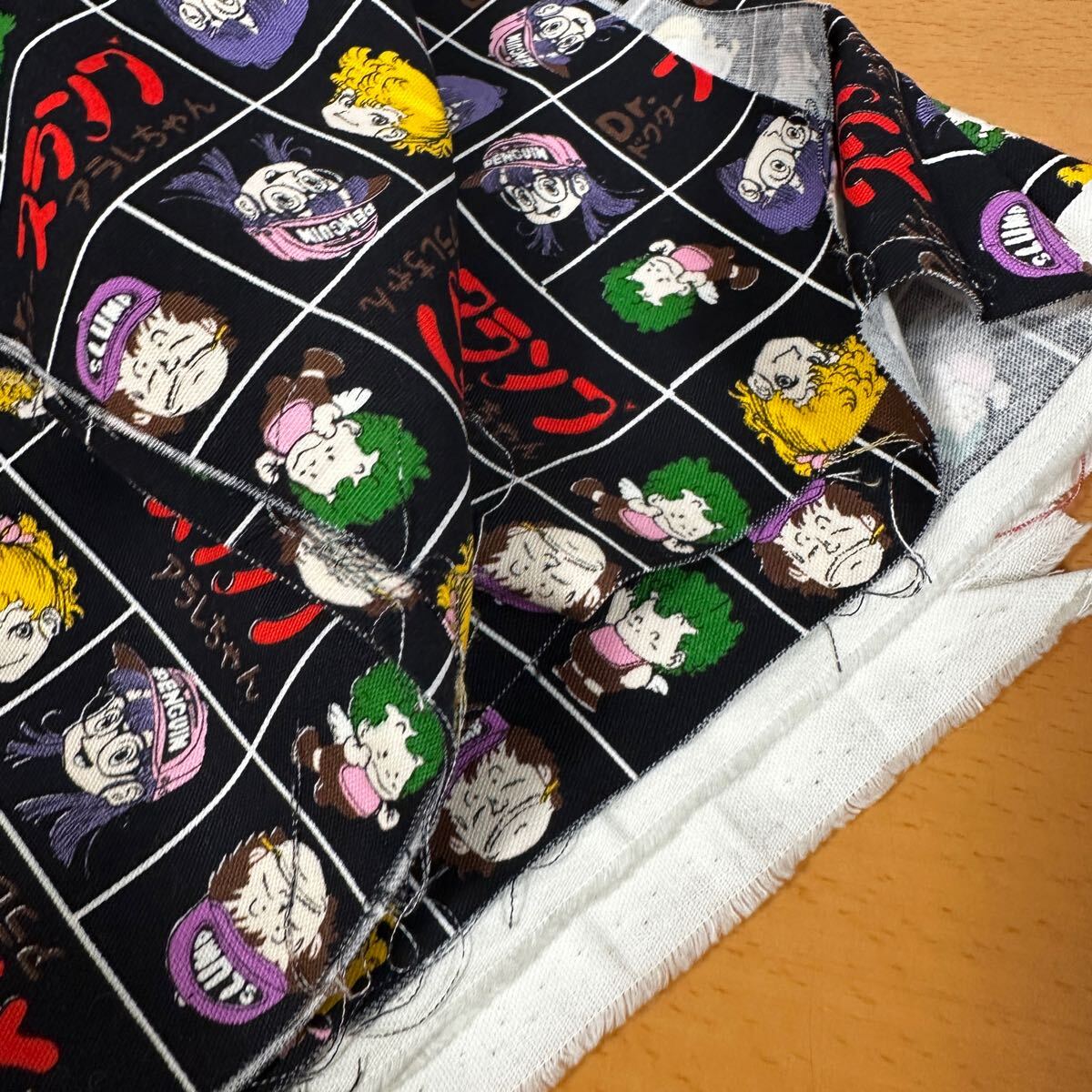 Dr.スランプ アラレちゃん ガッチャン 生地 ハギレ 当時物 レトロ 鳥山明 Dr.スランプ アラレちゃん ガッチャン 生地 ハギレ 当時物