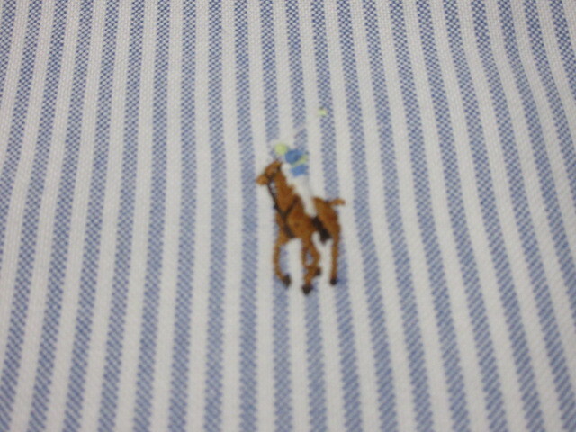 Ralph Lauren/YARMOUTH　ラルフローレン/ヤーマス　長(zhǎng)袖BDシャツ　16 1/2－35　ホワイト&ブルー/ストライプ　綿100%　OXフォード　クリ済！