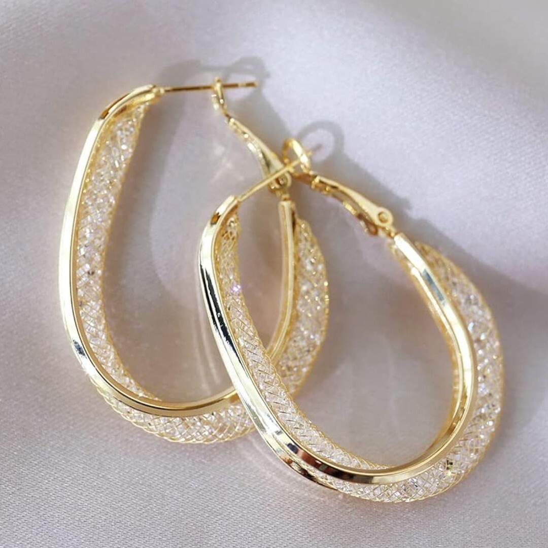 ループ ピアス レディース 人気 金属アレルギー対応 イヤリング 揺れる U型 シルバー925 18K プレゼント_画像1