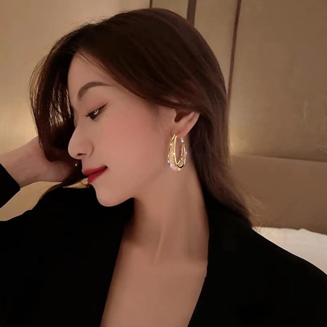 ループ ピアス レディース 人気 金属アレルギー対応 イヤリング 揺れる U型 シルバー925 18K プレゼント_画像5