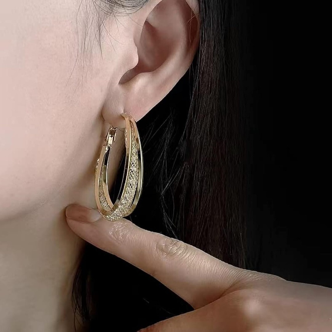 ループ ピアス レディース 人気 金属アレルギー対応 イヤリング 揺れる U型 シルバー925 18K プレゼント_画像8