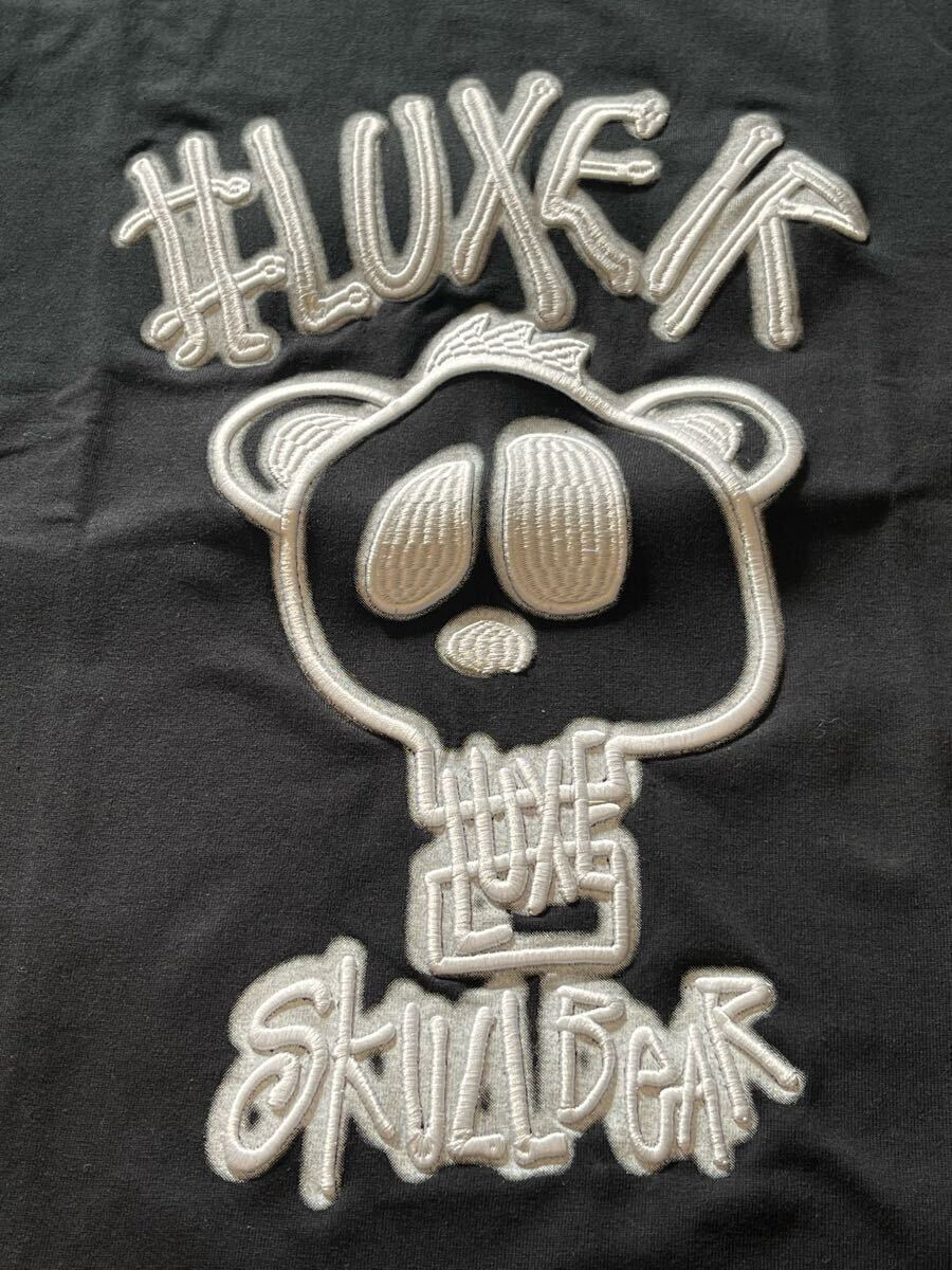 　LULUXE／R(ラグジュ)クルーネック スカルベア刺繍半袖Tシャツ　ブラック×ホワイト　Mサイズ　ユニセックス　刺　スカル　BEAR_画像4