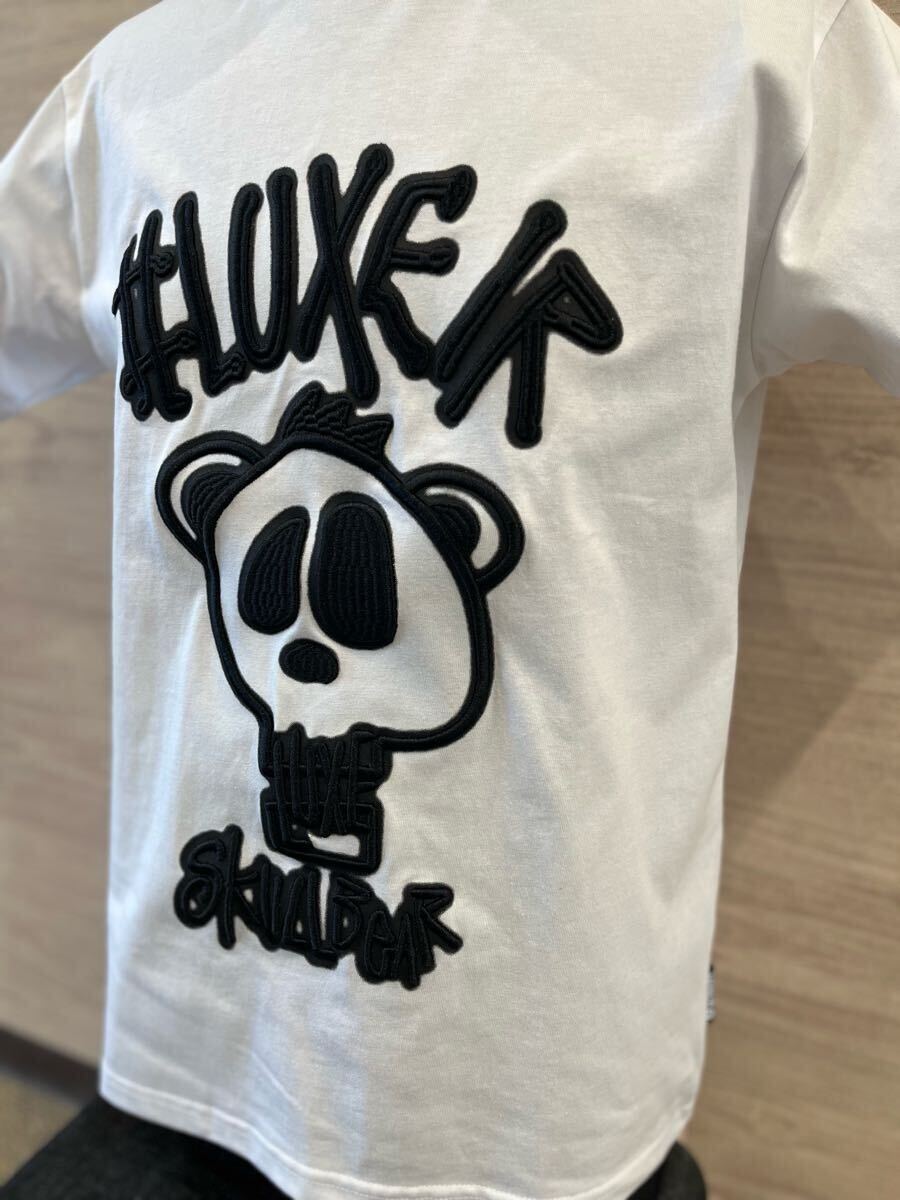 LULUXE/R(ラグジュ)クルーネック スカルベア刺繍半袖Tシャツ ホワイトブラック Lサイズ ユニセックス 刺 スカル BEAR_画像3