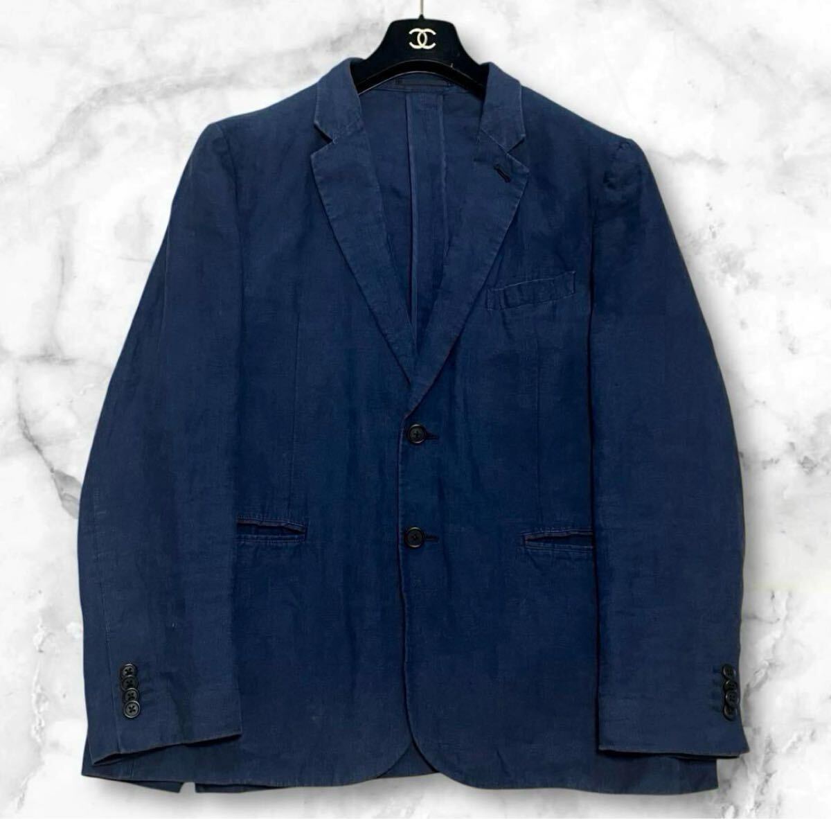 現行美品 麻100% Lサイズ ポールスミス テーラードジャケット アンコン 現行タグ Paul Smith ポールスミス 麻 リネン100% テーラード