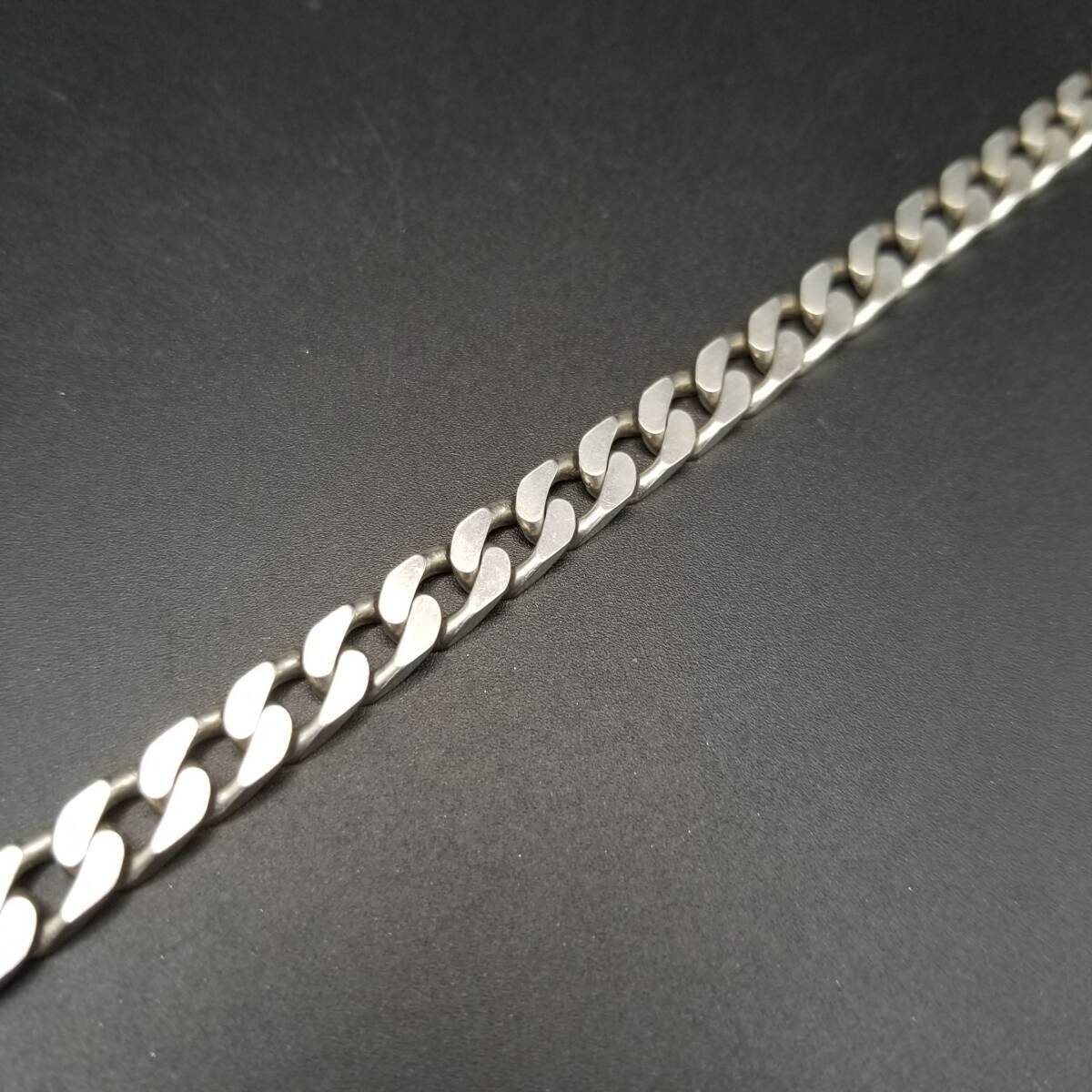 イタリア製 シンプル 喜平チェーン 925 シルバー ヴィンテージ ブレスレット 銀 英国 London Convention マーク メンズジュエリー Y23-T_画像6