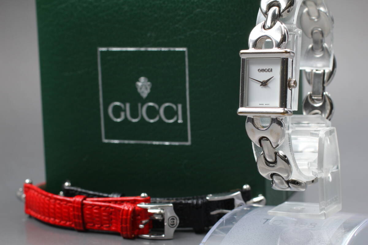 【稼動品✨美品】GUCCIグッチ1800Lレディース腕時計チェンジベルト付き 稼動美品 GUCCIグッチ1800Lレディース腕時計チェンジベルト新品