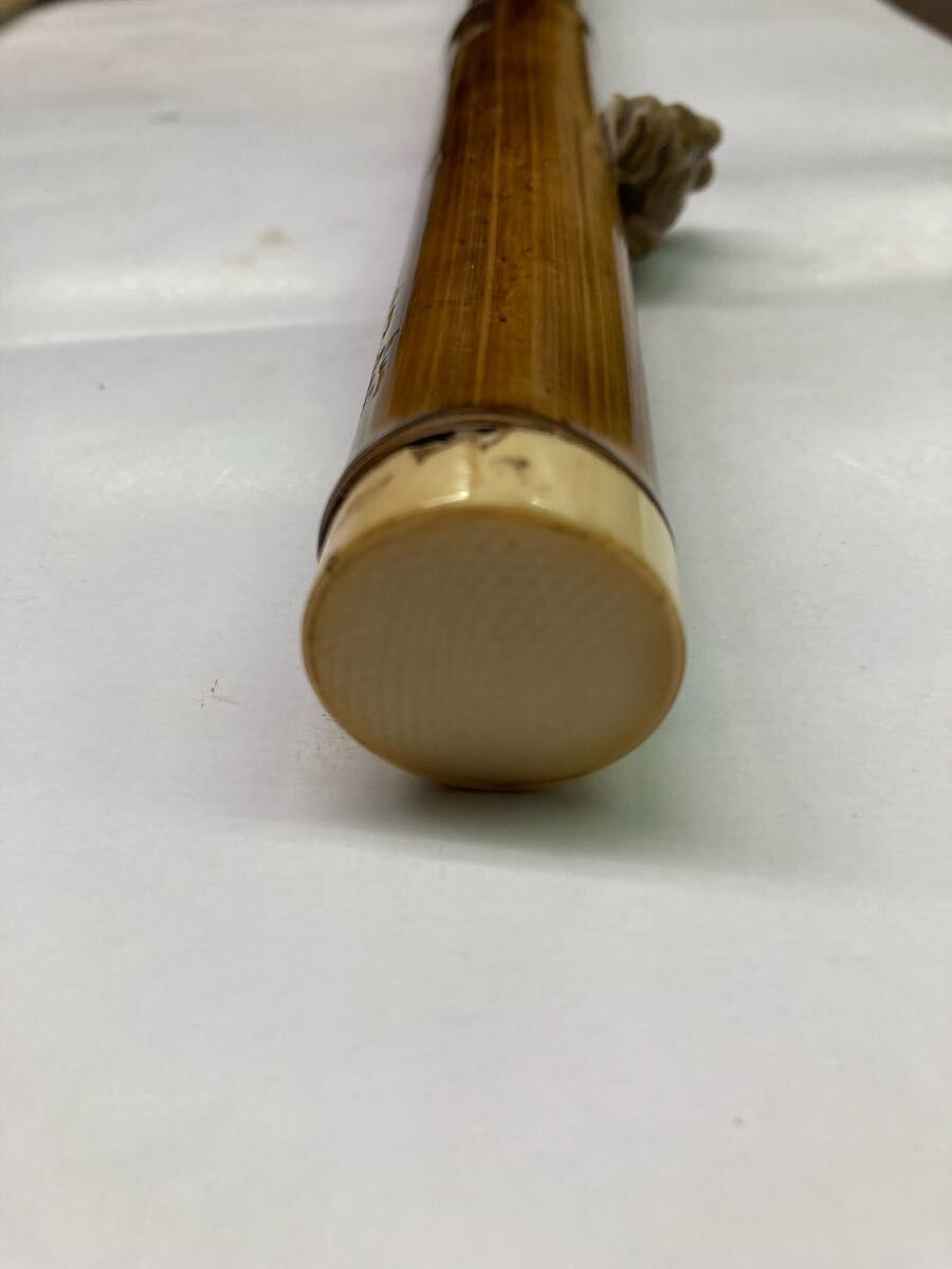 蛙香筒 筆入れ 正司齋作 竹製 煎茶茶道具