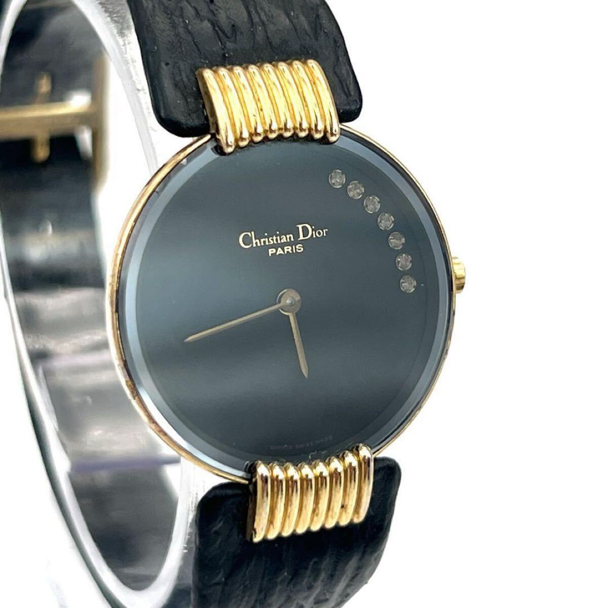Christian Dior Christian * Dior Bagira черный moon D46.153-5 diamond 7P черный moon часы кожа кварц  Christian Dior Christian * Dior Bagira черный moon D46.153-5 diamond 7P черный moon часы кожа кварц