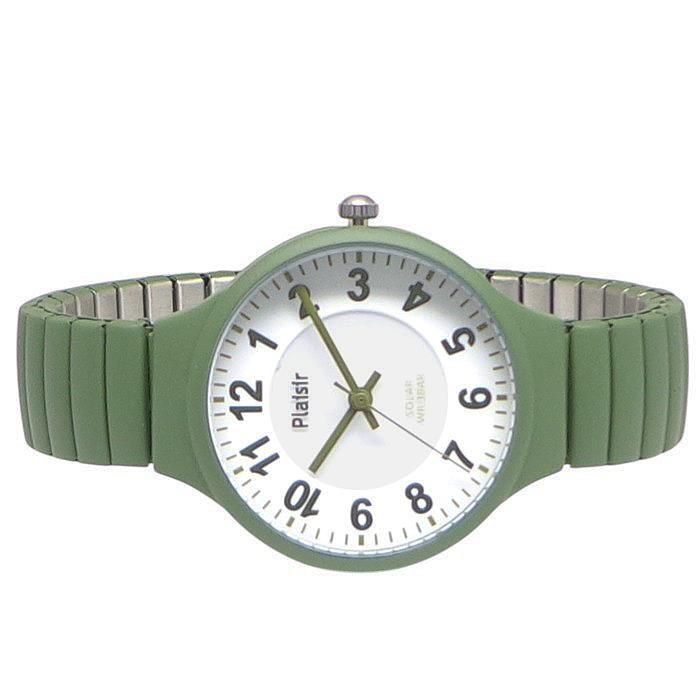  женские наручные часы никель свободный солнечный часы TSS-901-7KH. свет циферблат Arabia цифра гофра расширение батарейка замена не необходимо 